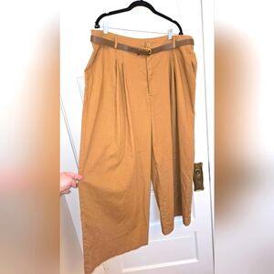Cider Wide Leg Camel Tan Linen Pants NWT